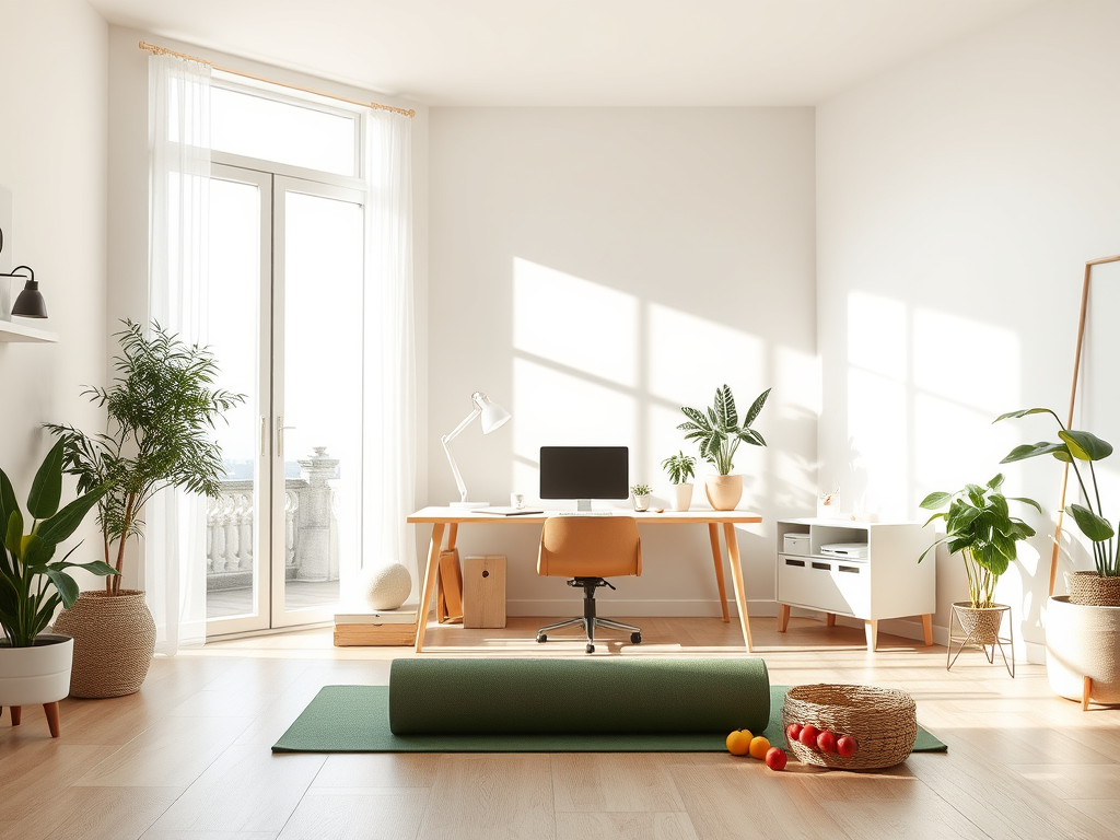 a room with a computer and a desk